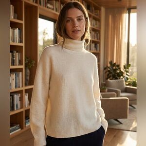 NWT OGL Shimmering Tinsel Knit Turtleneck Brami Top - Light Ivory